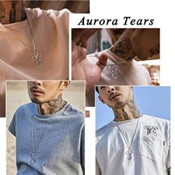 Aurora Tears LGBT Necklace Women 925 Sterling Silver Gay Pride Pendant Rainbow Jewelry