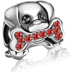 JMQJewelry Dog Bone Paw Mom Charm Birthstone Crystal Charms for Bracelets Mothers Day Women Girl Jewelry
