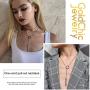GoldChic Jewelry Customized Y Necklace for Women,Lariat Necklace, Looped Long Lariat Y Bar/Lock/Peal/Star/Rose Pendant Necklace Personalized Gifts for Women Girls, Summer Beach Holiday Jewelry