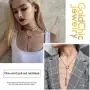 GoldChic Jewelry Customized Y Necklace for Women,Lariat Necklace, Looped Long Lariat Y Bar/Lock/Peal/Star/Rose Pendant Necklace Personalized Gifts for Women Girls, Summer Beach Holiday Jewelry