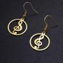 TEAMER Fashion Music Treble G Clef Dangle Earrings Stainless Steel Musical Note Round Pattern Hollow Out Drop Jewelry for Women Girls