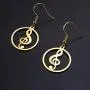 TEAMER Fashion Music Treble G Clef Dangle Earrings Stainless Steel Musical Note Round Pattern Hollow Out Drop Jewelry for Women Girls