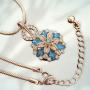 My Prime Gifts Snap Jewelry Rose Gold Rhinestone Open Halo Necklace 18'' + 3'' Ext Holds & Fits 18-20mm