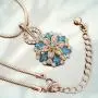 My Prime Gifts Snap Jewelry Rose Gold Rhinestone Open Halo Necklace 18'' + 3'' Ext Holds & Fits 18-20mm