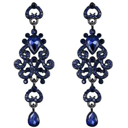 EVER FAITH Womens Crystal Bohemia Bridal Hollow Wave Heart Chandelier Teardrop Dangle Earrings EVER FAITH Womens Crystal Bohemia Bridal Hollow Wave Heart Chandelier Teardrop Dangle Earrings