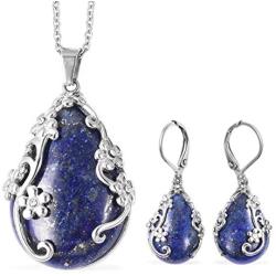 Shop LC White Crystal Lever Back Flower Earrings Pendant with Necklace Fashion Jewelry Set for Women 20''
