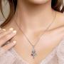 YFN Irish Celtic Knot Pendant Necklace Sterling Silver with Colorful Created Birthstone CZ Jewelry 18'' for Women