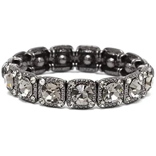 Mariell Vintage Black Diamond Crystal Stretch Bracelet - Adjustable Bangle for Prom, Bridesmaid & Fashion Mariell Vintage Black Diamond Crystal Stretch Bracelet - Adjustable Bangle for Prom, Bridesmaid & Fashion