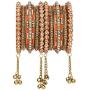Aheli Wedding Party Designer Faux Stone Studded Bridal Bangle Set Chuda with Hangings Indian Traditional Bangles Ethnic Fashion Jewelry for Women