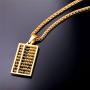 U7 Abacus Pendant 18K Gold Plated/Stainless Steel Men Women Necklace, 22 Inch Chain