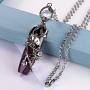 Bivei Lotus Flower Wrapped Healing Crystal Necklace Chakra Natural Stone Reiki Pendant Jewelry