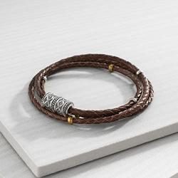 Silpada Multi-Purpose Genuine Leather Wrap Chain Bracelet in Sterling Silver and Brass, 29''