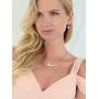 Mariell 14K Rose Gold Plated CZ Bridal Wedding Freshwater Pearl Necklace and Earrings Jewelry Set