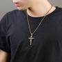 LineAve Mens Stainless Steel Jesus Christ Crucifix Cross Pendant Necklace