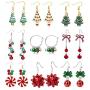 9 Pairs Christmas Earrings for Women Holiday Earrings for Girls Bow Tree Snowflake Earrings