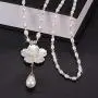 TULIP LY White Crystal Pendant Necklace Long Sweater Necklace Fashion Jewelry for Women Girls TULIP LY White Crystal Pendant Necklace Long Sweater Necklace Fashion Jewelry for Women Girls