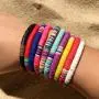 ATIMIGO 9Pcs Colorful Beads Heishi Bracelets Handmade Rainbow Boho Surfur Bracelets Set Stackable Stretch Summer Beach Jewelry for Women Men Girls