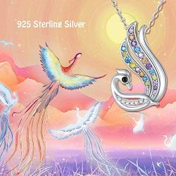 Phoenix Necklace for Women 925 Sterling Silver Peacock Pendant Necklace Nirvana of Phoenix Jewelry Gift for Birthday Anniversary