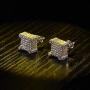 SENTERIA Iced Out Mens Earring Cubic Zirconia Cubist Screw Back 18k Yellow Gold plated Hypoallergenic Square Stud Earring For Men and Women Hip Hop Jewelry