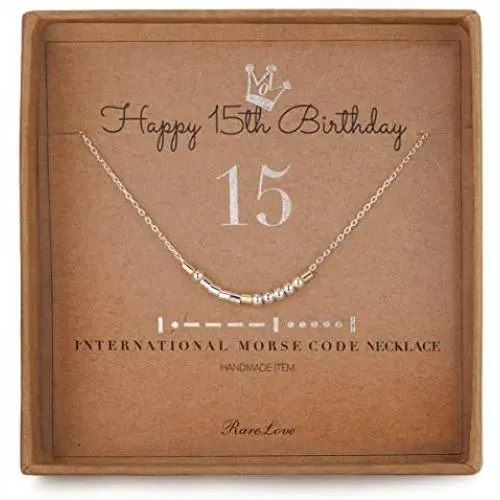 15th Birthday Jewelry Gifts For Girls 15 Morse Code Necklace 925 Sterling Silver Two Tone Bead Daughter Granddaughter Niece 15 Year Old Gift 15th Birthday Jewelry Gifts For Girls 15 Morse Code Necklace 925 Sterling Silver Two Tone Bead Daughter Granddaughter Niece 15 Year Old Gift