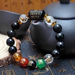 SMART DK Obsidian Wealth Bracelet, Obsidian Five-Element Wealth Bracelet Attract Wealth and Good Luck, Deluxe Gift Box Included