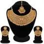 Crunchy Fashion Bollywood Style Gold Plated Traditional Indian Jewelry Necklace Set with Earrings & Tika Crunchy Fashion Bollywood Style Gold Plated Traditional Indian Jewelry Necklace Set with Earrings & Tika