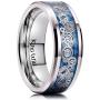 King Will 8mm Men Silver Black Titanium Wedding Ring Gears Steampunk Carbon Fiber