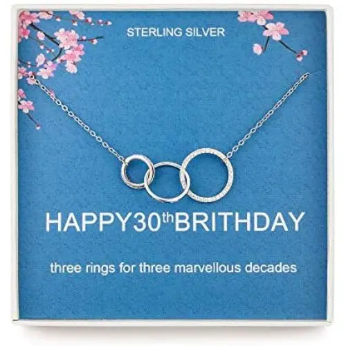 30th Birthday Gifts, Sterling Silver Necklace, Three Rings for Each Ten Years, Jewelry Gift Idea 30th Birthday Gifts, Sterling Silver Necklace, Three Rings for Each Ten Years, Jewelry Gift Idea