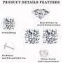 Moissanite Stud Earrings, 0.6ct-2ct DF Color Brilliant Round Cut Lab Created Diamond Earrings 18K White Gold Plated Brass Friction Back for Women Men