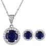 AMYJANE Halo Crystal Jewelry Set - Sterling Silver Round Cubic Zirconia Crystal Bridal Pendant Necklace Earrings Set for Wedding Bride Bridesmaids AMYJANE Halo Crystal Jewelry Set - Sterling Silver Round Cubic Zirconia Crystal Bridal Pendant Necklace Earrings Set for Wedding Bride Bridesmaids