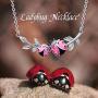 YFN Ladybug Necklace Sterling Silver Ladybug Pendant Necklace Ladybug Leaf Jewelry for Women Gifts