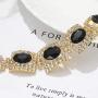 Masiter Sparkly Rhinestone Bracelet Obsidian Tennis Bracelet Wedding Bridal Bridesmaid Body Jewelry Accessories for Women and Girls