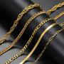 nichowy 2PCS 18K Chain Gold Plated Link Choker Necklace for Women Men Jewelry White/Gold Set