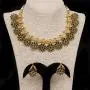 Indian Ratna Creation Gold Pearl Drop Choker Necklace Set Crystal Stones for Women and Girls Jewelry