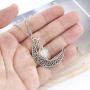 CanB Moon Pendant Necklace Chic Crystal Necklace Jewelry Silver Chain Fashion Necklace for Women and Girls