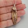 Wood Grain Surfboard Coated Stainless Steel Pendant Necklace w/ Palm Tree and Hibiscus 18'' Sterling Silver Chain