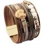 AZORA Leather Cuff Bracelet Multi Strands Beige Wrap Bangle with Pearl Boho Jewelry for Women Teen Girl Gift AZORA Leather Cuff Bracelet Multi Strands Beige Wrap Bangle with Pearl Boho Jewelry for Women Teen Girl Gift