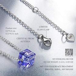 NINASUN Mothers Day Cube Square Crystal Necklace With 925 Sterling Silver Chain＆Crystal from Austria Pendant Necklace for Women Girls