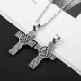 AsAlways Stainless Steel Freemason Symbol Masonic Eternal Celtic Cross Irish Knot Pendant Necklace, 22+2''Link Chain,