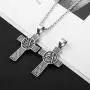 AsAlways Stainless Steel Freemason Symbol Masonic Eternal Celtic Cross Irish Knot Pendant Necklace, 22+2''Link Chain,