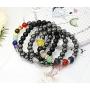 LOYALLOOK 4Pcs Chakra Hematite Bracelet Healing Magnetic Therapy Stretch Stone Beaded Bracelet Balancing