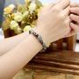 Jovivi 8mm Handmade Lion Head Macrame Adjustable Lava/Matte Agate/Picture/Dragon Stone Gemstone Beaded Bracelet,Unisex