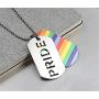 PAURO 2PCS Pride Rainbow Dog Tag LGBT Stainless Steel Jewelry - Gay and Lesbian Pride Pendant Necklace