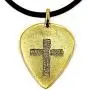 Cross Guitar Pick (stg3g) Antique Gold Finish On Black Rubber Cord Cross Guitar Pick (stg3g) Antique Gold Finish On Black Rubber Cord