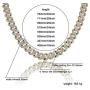 JINAO Hip Hop 14mm 6 Times Heavy 14K Gold Plated Miami Cuban Link Chain Choker for Men Full Iced out Prong Setting Bling CZ Rapper Necklace