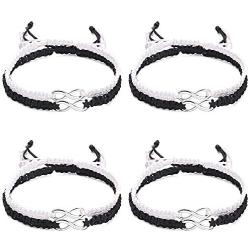 Finrezio 8Pcs Infinity Couple Braided Handcrafted Bracelets Friendship Women Mens 8 Infinity Bracelets Jewelry for Lover Girlfriends Link Strentch Bracelets Adjustable