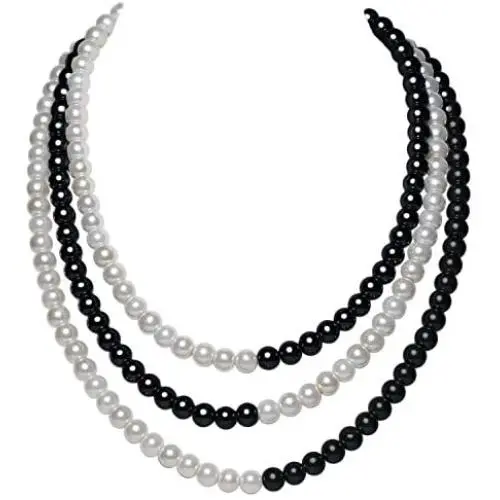 BABEYOND 1920s Imitation Pearls Necklace Gatsby Pearl Necklace 20s Pearls 1920s Flapper Accessories Dual Color Patchwork Style BABEYOND 1920s Imitation Pearls Necklace Gatsby Pearl Necklace 20s Pearls 1920s Flapper Accessories Dual Color Patchwork Style