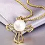 Jude Jewelers 13mm Faux Pearl Christian Cross Religious Pendant Necklace Jude Jewelers 13mm Faux Pearl Christian Cross Religious Pendant Necklace