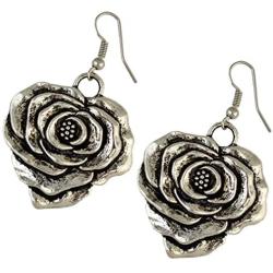 YAZILIND Women Boho Drop Dangle Vintage Earrings Statement Flower Engrave Hook Earrings Ethnic Antique Jewelry Tibetan Silver