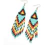 6 Pcs Bohemian Long Beaded Dangle Earrings Handmade Colorful Seed Beaded Long Tassels Drop Earring Set Dainty Elegant Ethnic Style Earring Set for Women Girl Jewelry